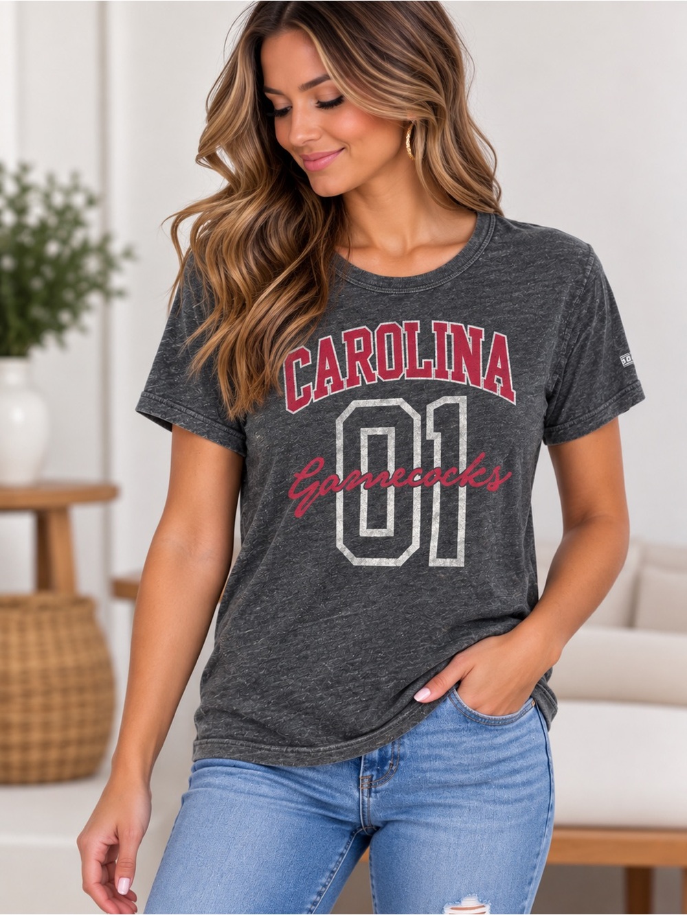 Soffe Women's Charcoal Carolina Gamecocks Graphic Tee